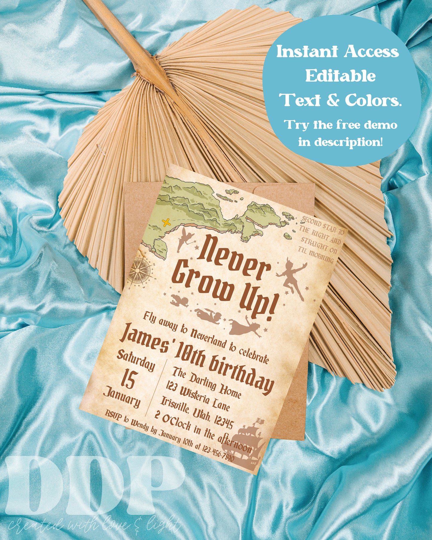 ANY AGE Peter Pan Birthday Invitation | Neverland Birthday Invitation | Never Grow Up Invite | A10