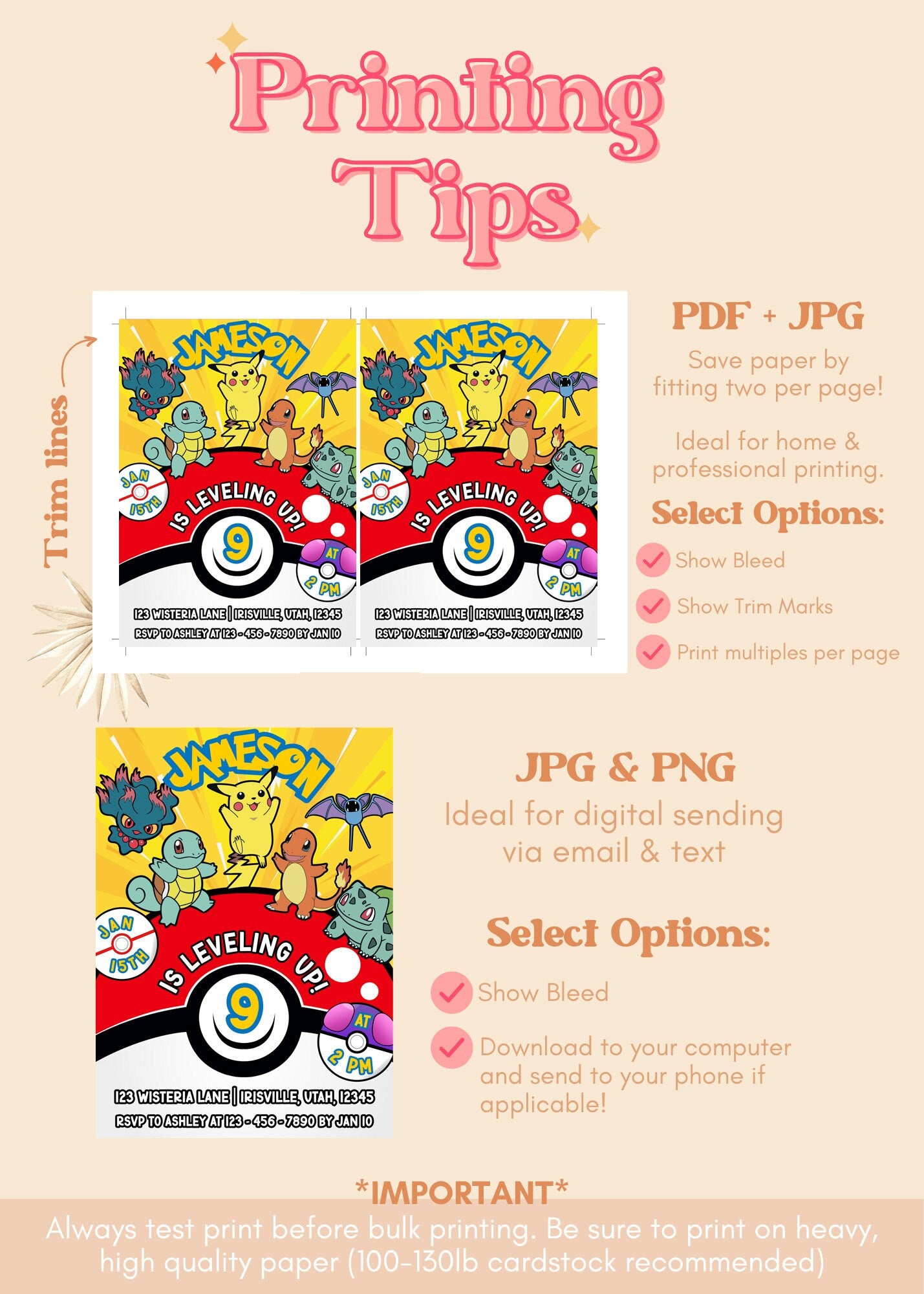 ANY AGE Pokemon Birthday Invitation | POK Birthday | Pikachu Party Invite | Pokemon Pokeball Invite