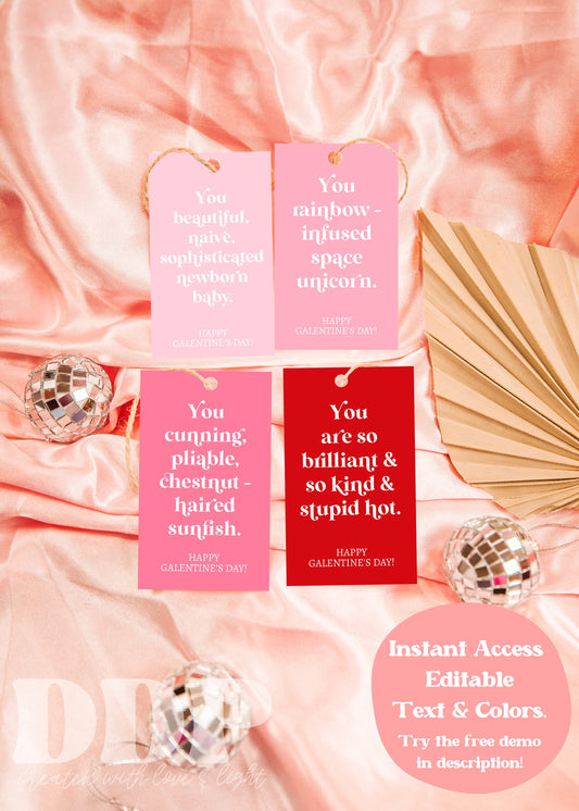 Galentine Leslie Knope Compliments Gift Tag Bundle | Printable Valentine Gift Tags | Parks and Rec Favor Tag Quotes | Galentine's Day Gifts