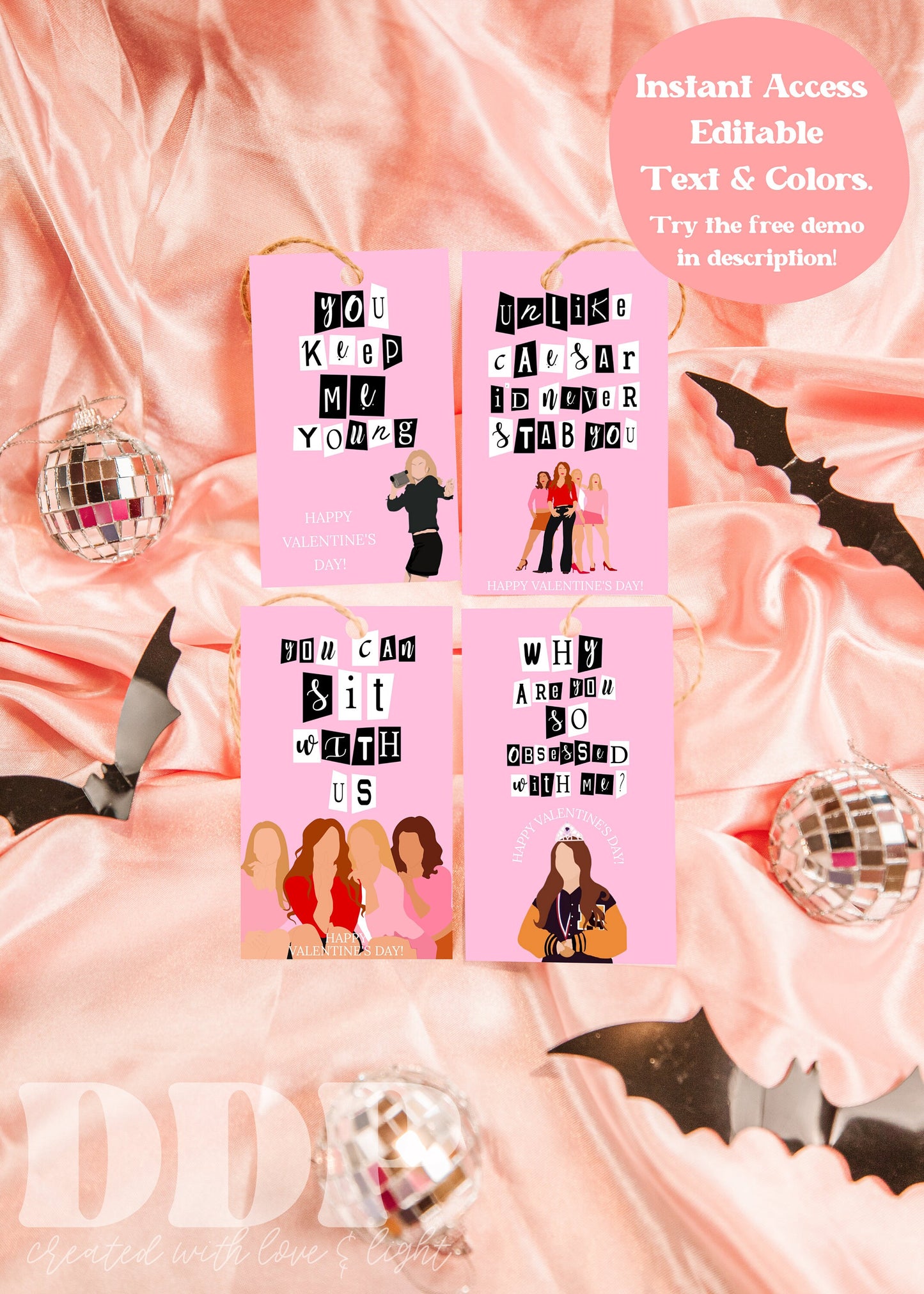 Mean Girls Valentine Gift Tag Bundle | Printable Valentine Gift Tags | Mean Girls Favor Tag Quotes | Galentine's Day Gifts | A11