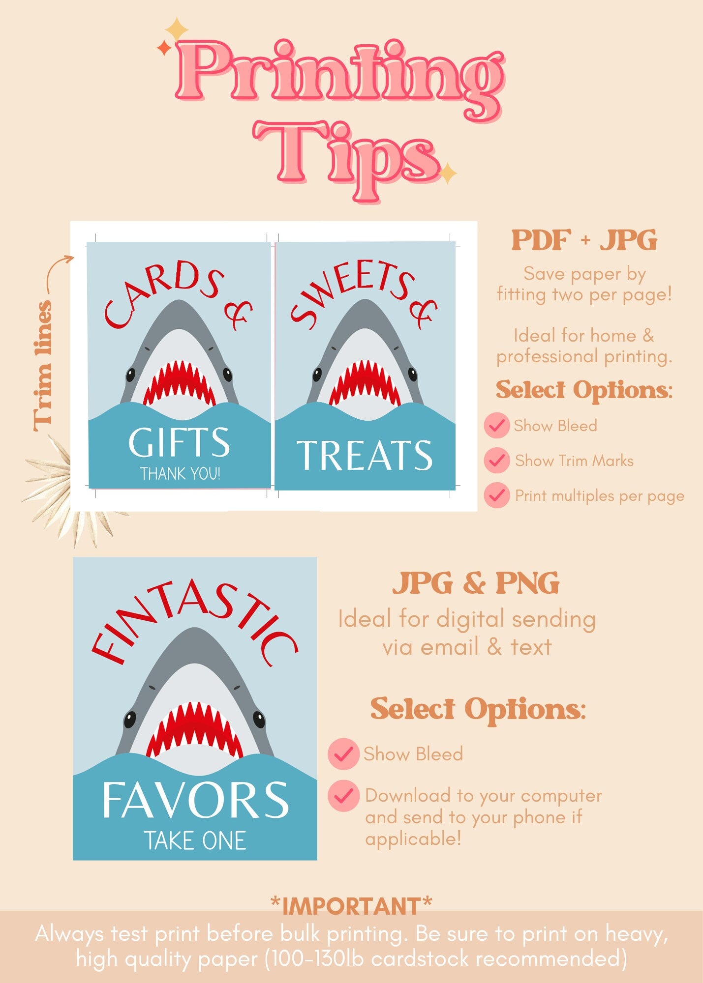 ANY AGE Jawsome Shark Table Signs | Shark Birthday Party Supplies | Jaws Shark Birthday Party Decor | Shark Party Decor | A06