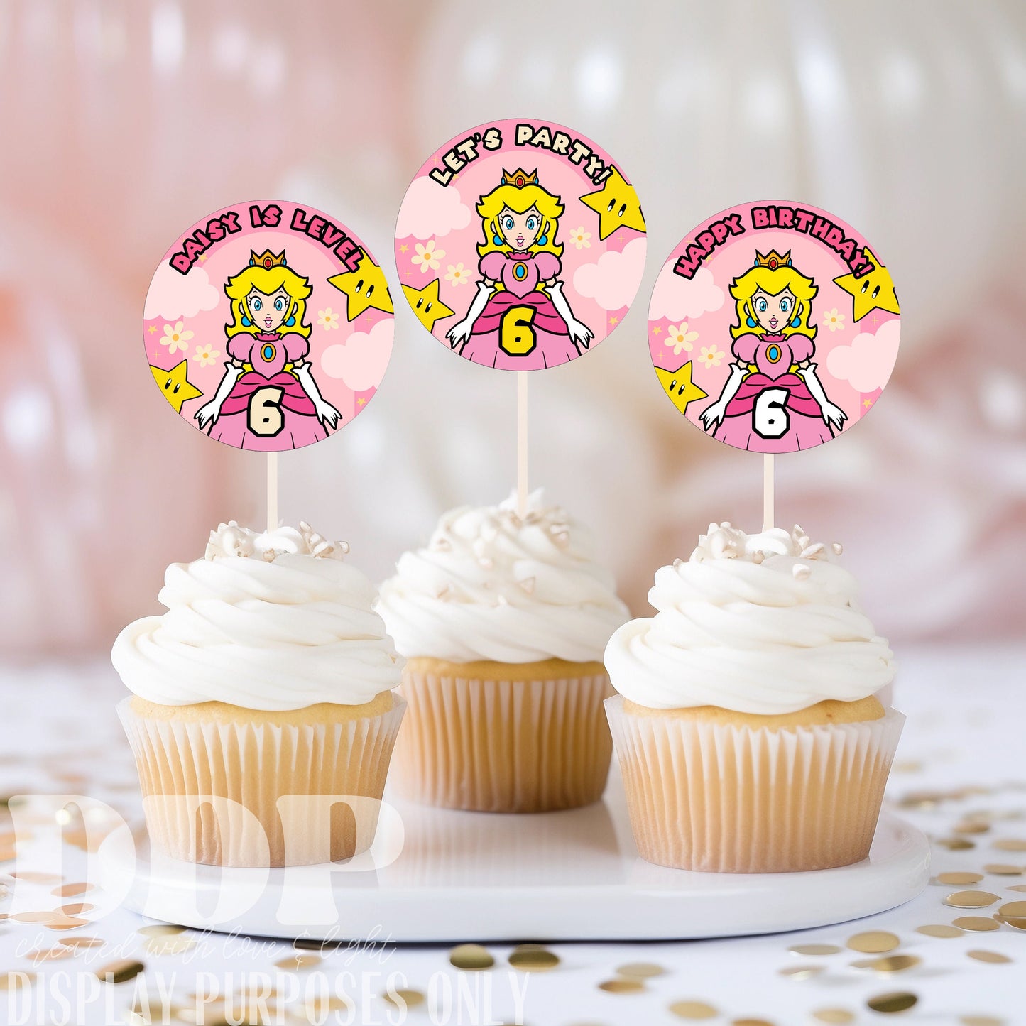 Princess Peach Themed Cupcake Toppers | Princess Birthday Cake Topper | Peach Inspired Birthday Party | Super Mario Cupcake Toppers | A08