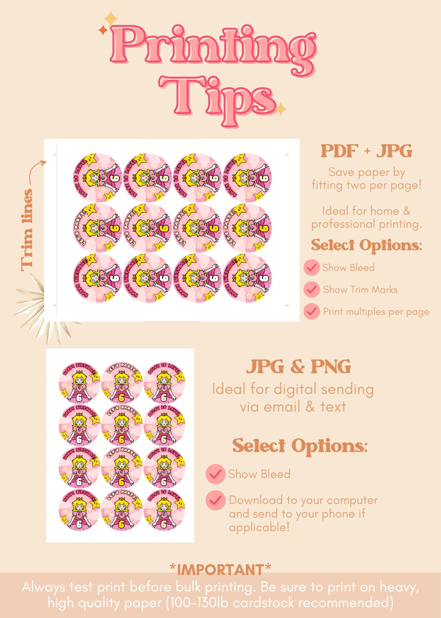 Princess Peach Themed Cupcake Toppers | Princess Birthday Cake Topper – Desert Disco Party princess-peach-themed-cupcake-toppers-princess-birthday-cake-topper-desert-disco-party