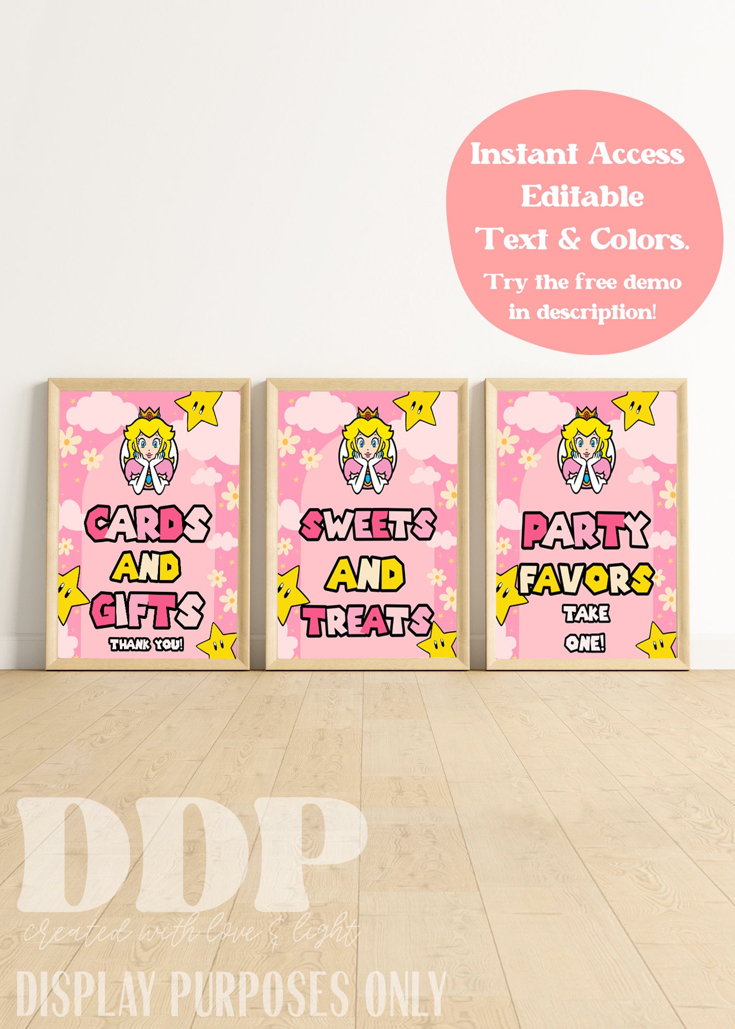 Princess Peach Themed Table Signs | Princess Peach Party Supplies | Peach Inspired Birthday Party | Super Mario Birthday | A08