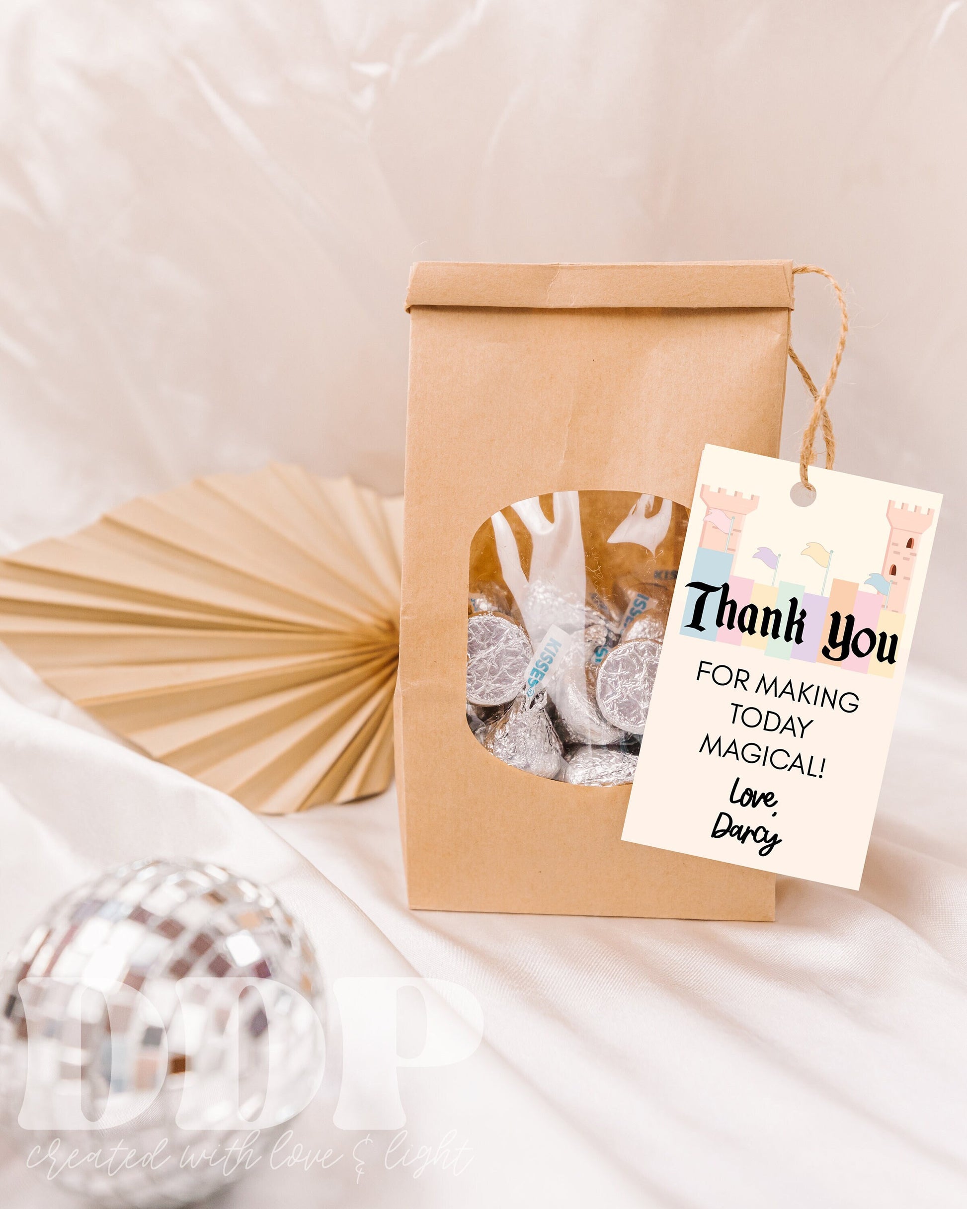 YOUland Vintage Theme Park Favor Tag | Retro Theme Park Thank You Tag | Retro Pink Castle Birthday Favor Tag | Editable Template | A05