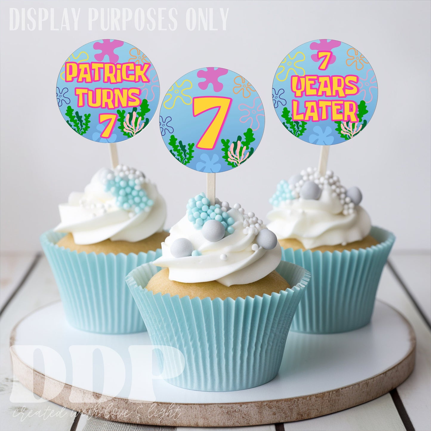 Sponge Bob Cupcake Toppers | Printable Colorful Sponge Bob Cake Topper | Under the Sea Birthday Party Supplies | Kids Party Decor | A07