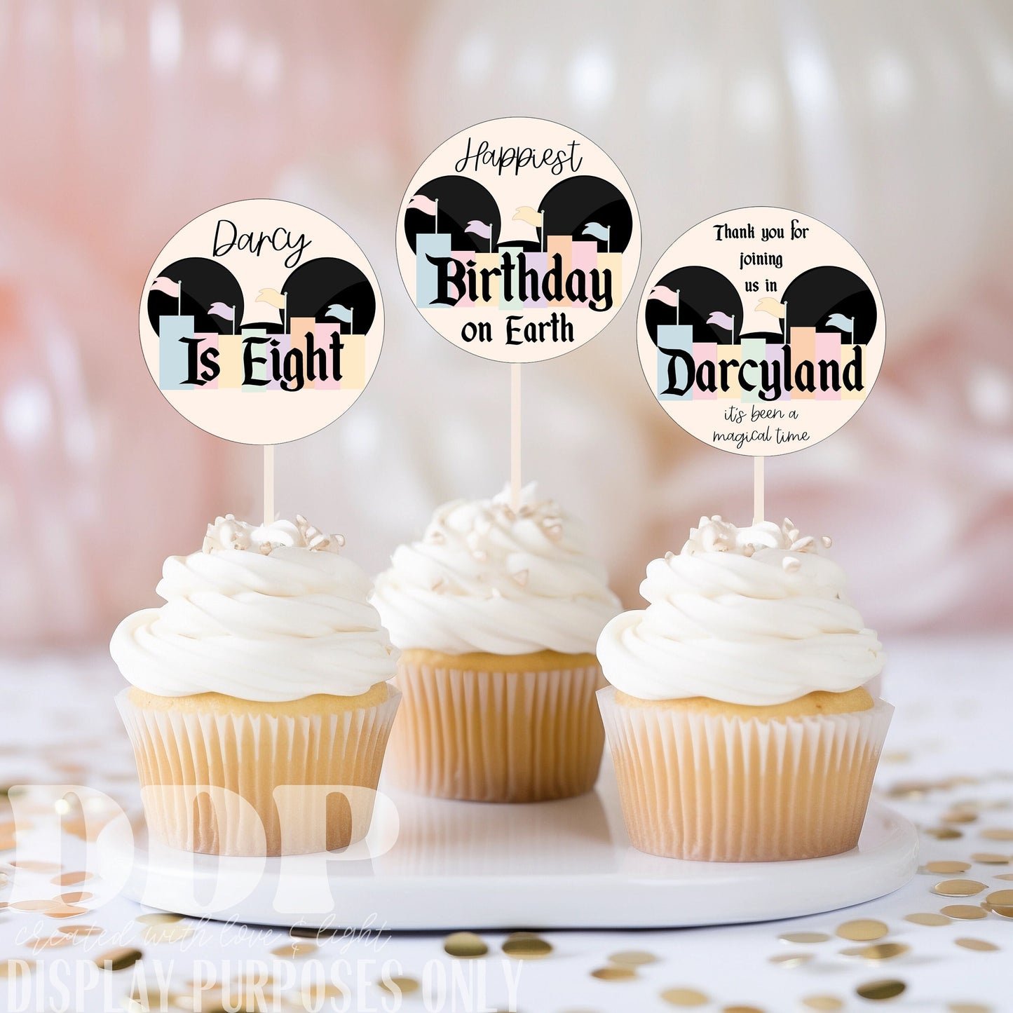 Disneyland Inspired Cupcake Toppers | Vintage Disneyland Cake Topper | Retro Disney Birthday Party Supplies | Disney Park Birthday | A04