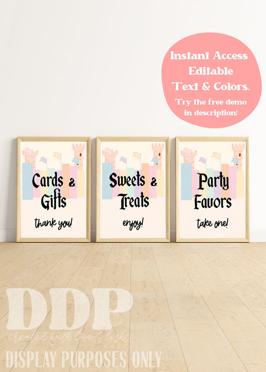 ANY AGE YOUland Vintage Theme Park Table Signs | Retro Theme Park Party Supplies | Retro Pink Castle Party Decor | Disney Party Decor | A05