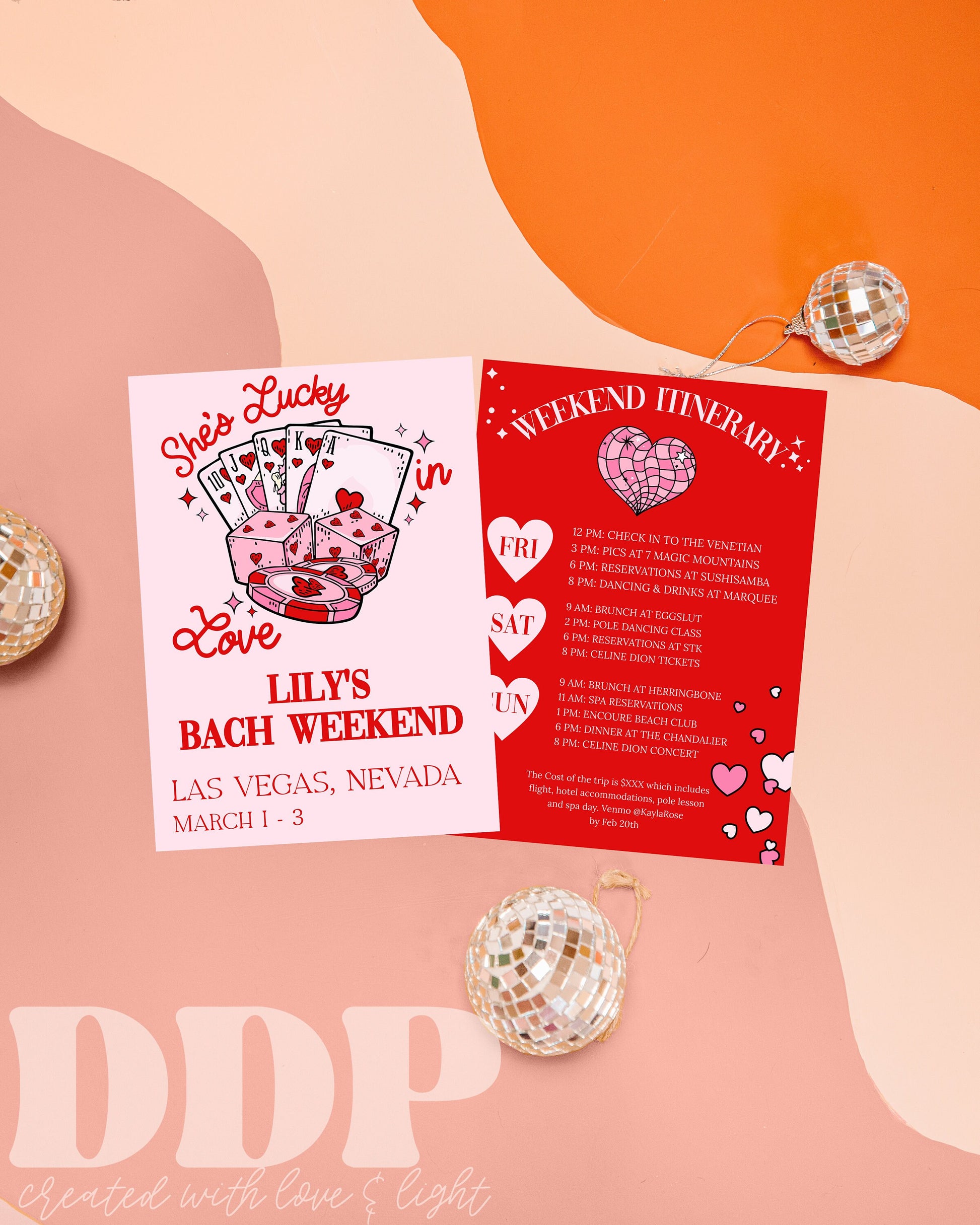 LUCKY in LOVE Las Vegas Bachelorette Weekend Invitation | Viva Las Vegas Bachelorette Party Invite | Girls Trip Printable Itinerary