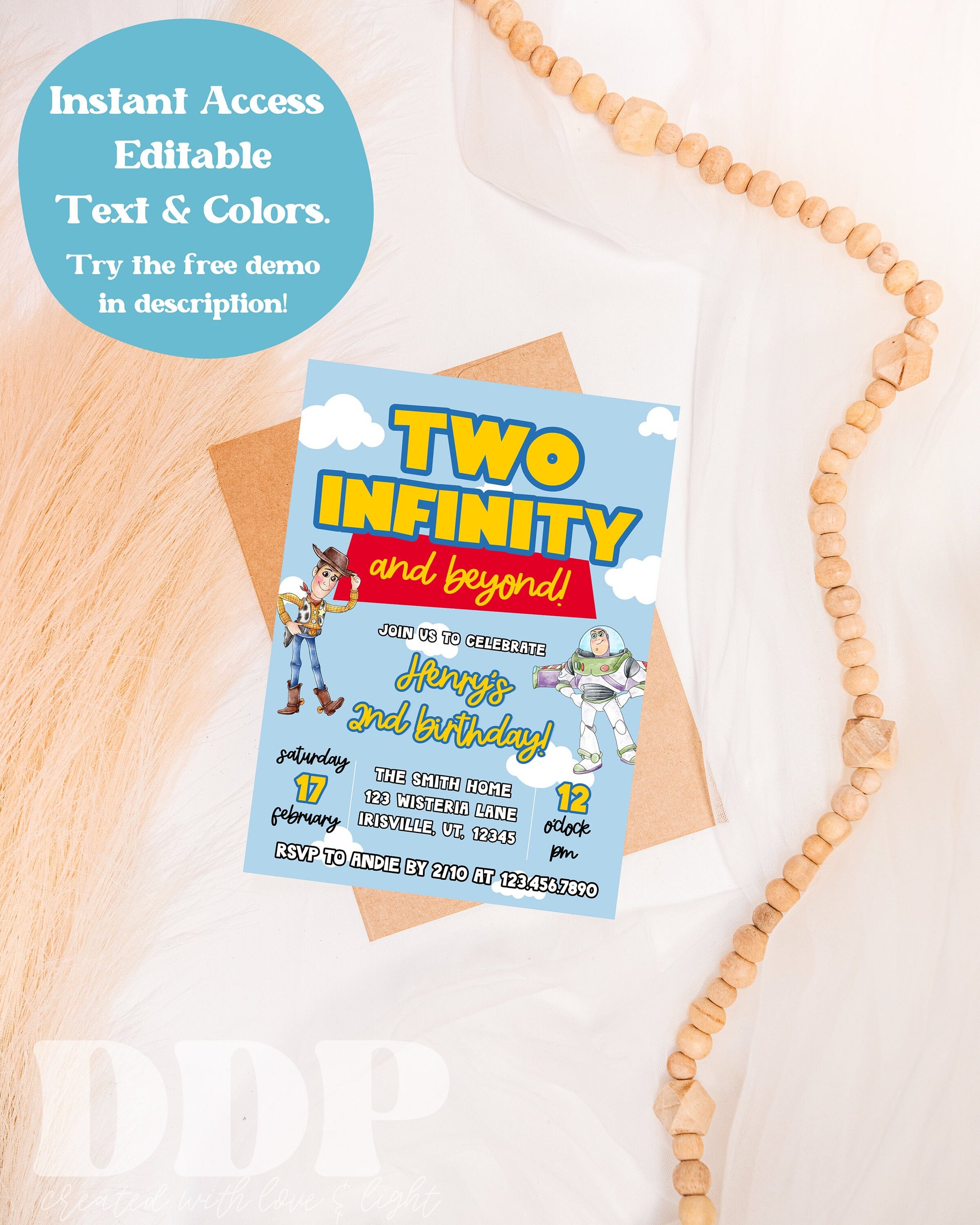 Toy Story Inspired Birthday | Two Infinity and Beyond Invitation | Two Infinity and Beyond Birthday Invitation | Second Birthday Invite