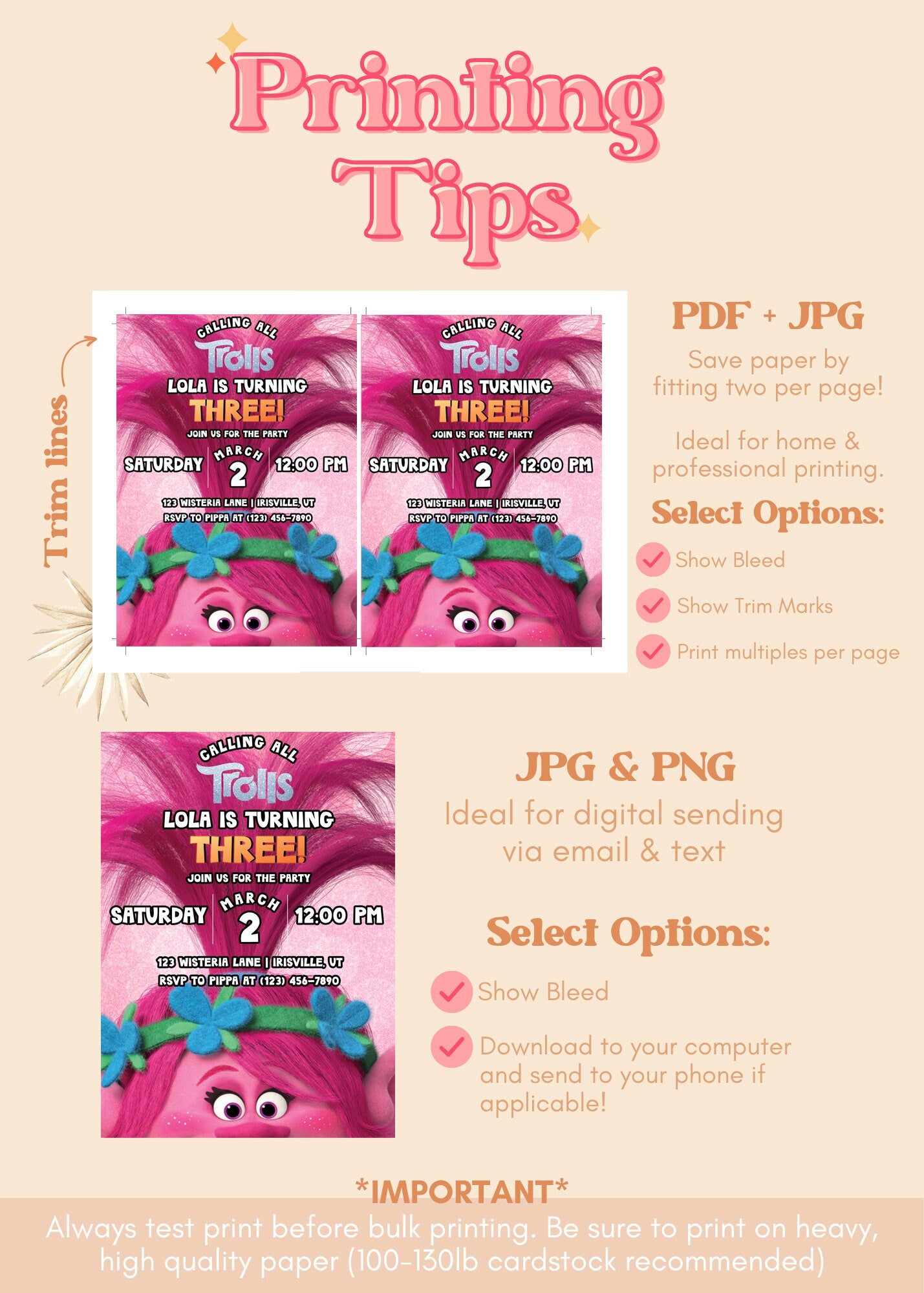 ANY AGE Trolls Invite | Trolls Birthday Poppy Invitation | Trolls Girls Birthday Invite | Trolls Craziest Party Birthday Invitation