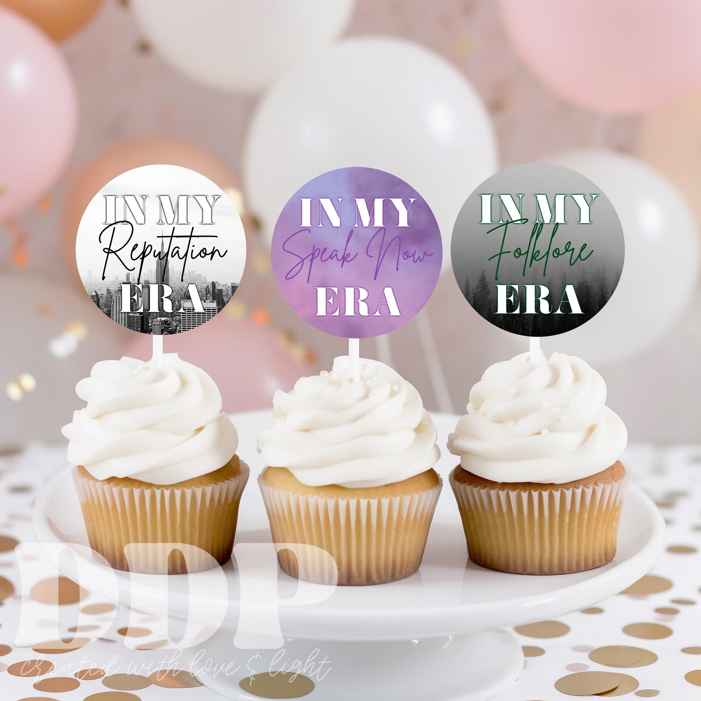 Eras Cupcake Toppers | Taylor Cupcake Toppers | Swiftie Birthday Party Supplies | Eras Theme Cupcake Toppers | A13