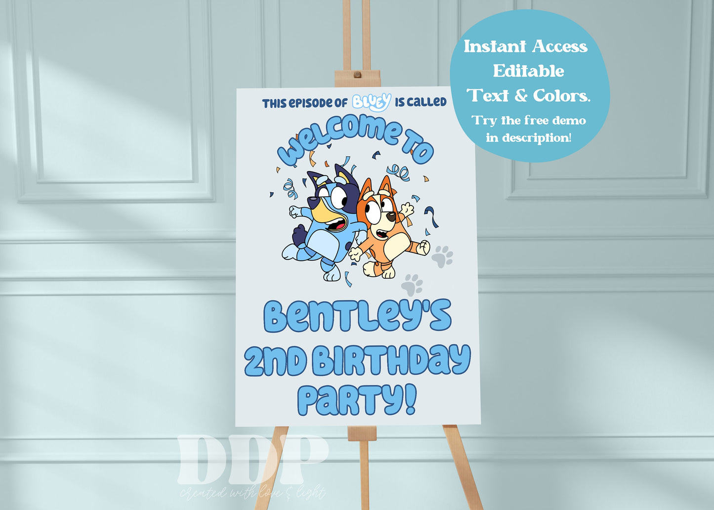 Blue Heeler Inspired Birthday Welcome Sign | Boys Australian Dog Birthday Party Sign | Boys Birthday Party Invites | Editable Template | A02