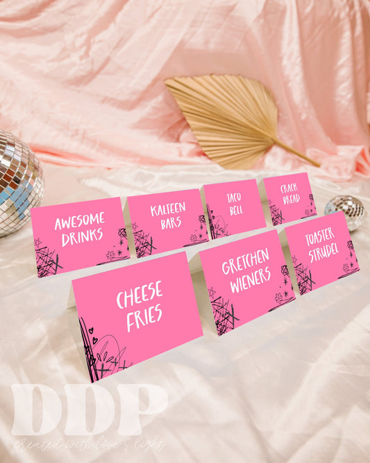 Mean Girls Food Tent Label | Mean Girls Birthday Party Decor | Mean Girls Party | Mean Girls Buffet Cards | Mean Girls Burn Book | A11