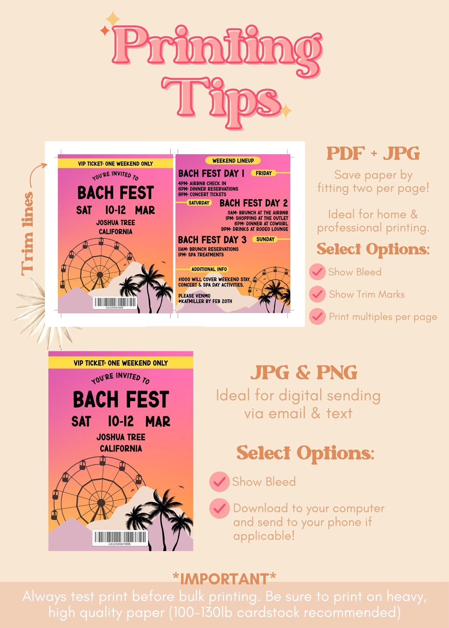 BACH CHELLA Bachelorette Weekend Invitation Template | Festival Bachelorette Party Invite | Concert Bachelorette Girls Trip Itinerary