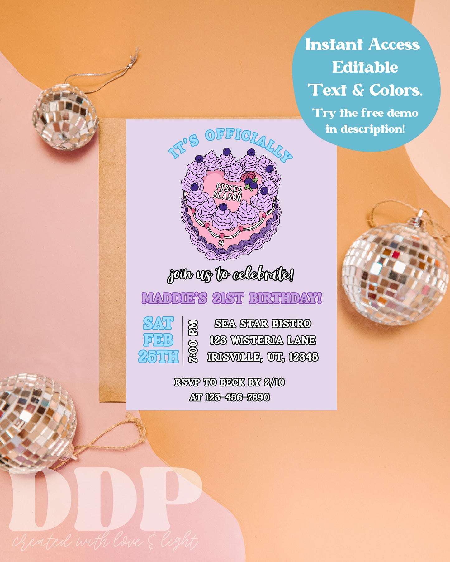 ANY AGE Pisces Season Birthday Invite | Adult Birthday Zodiac Invite | Astrology Birthday | Editable Pisces Birthday Invite Template