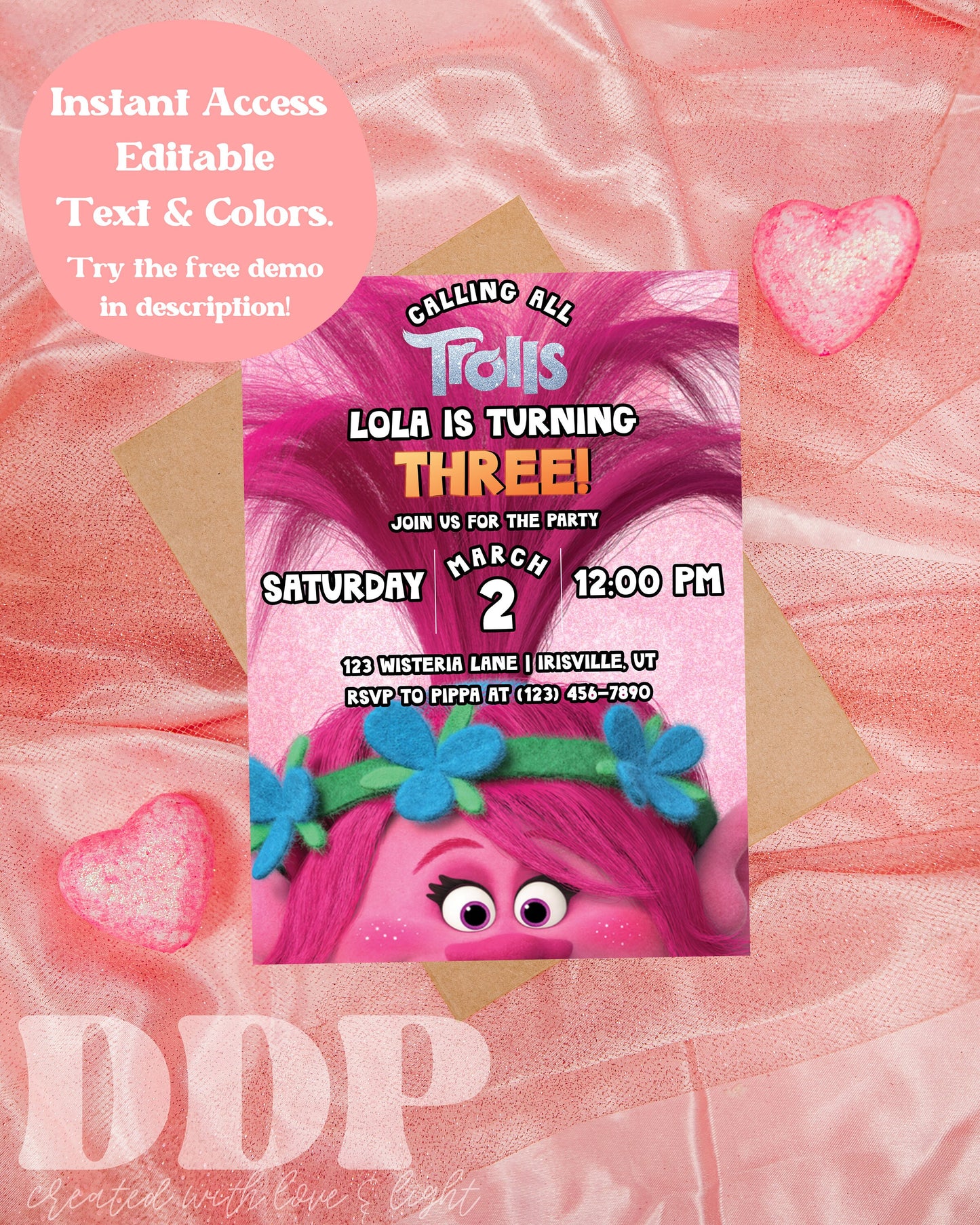 ANY AGE Trolls Invite | Trolls Birthday Poppy Invitation | Trolls Girls Birthday Invite | Trolls Craziest Party Birthday Invitation