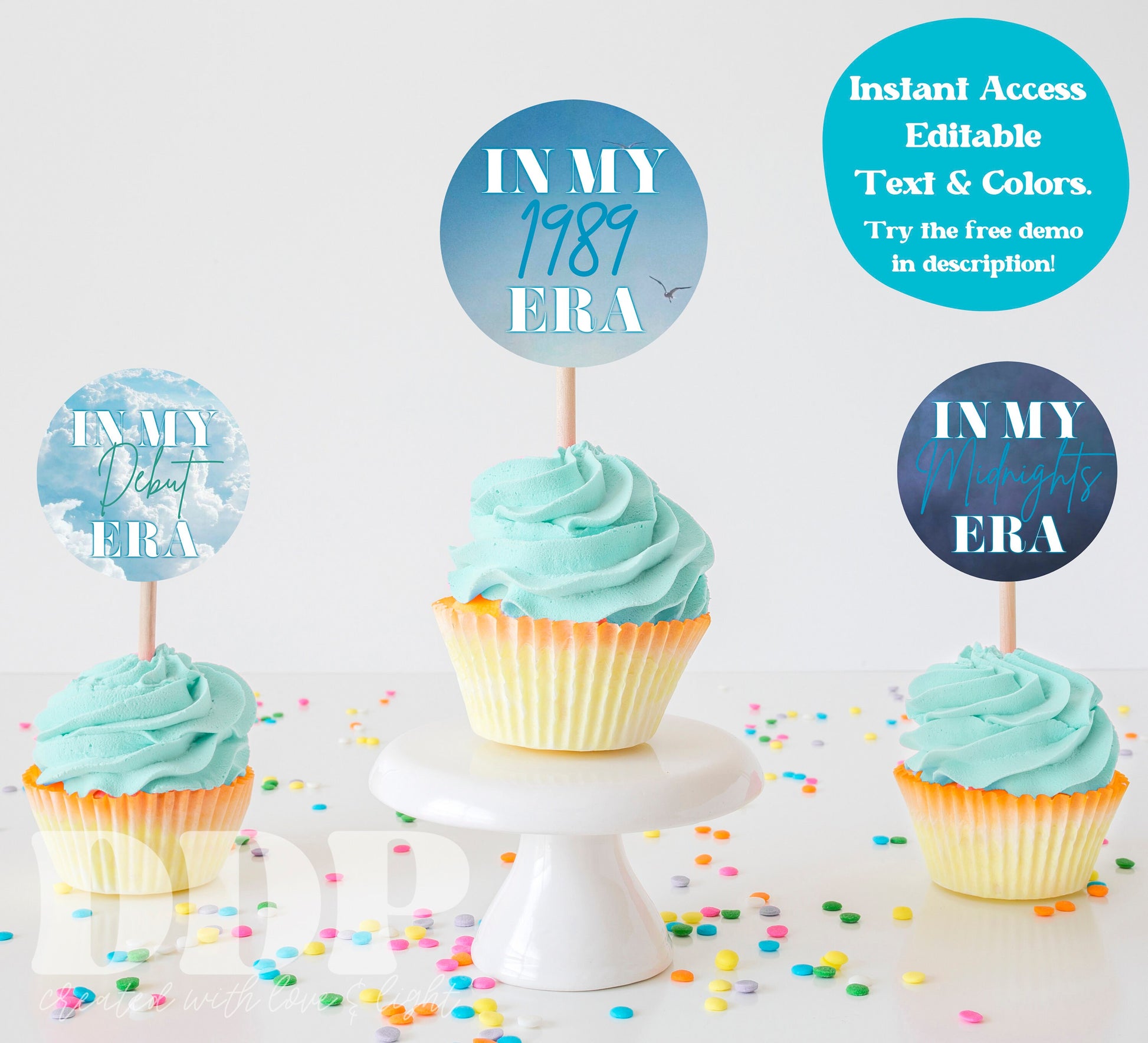 Eras Cupcake Toppers | Taylor Cupcake Toppers | Swiftie Birthday Party Supplies | Eras Theme Cupcake Toppers | A13