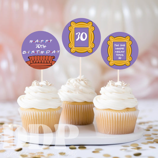 Friends Cupcake Toppers | Friends Birthday Cupcake Toppers | Friends Birthday Party Supplies | Friends TV Show Theme Cupcake Toppers | A09