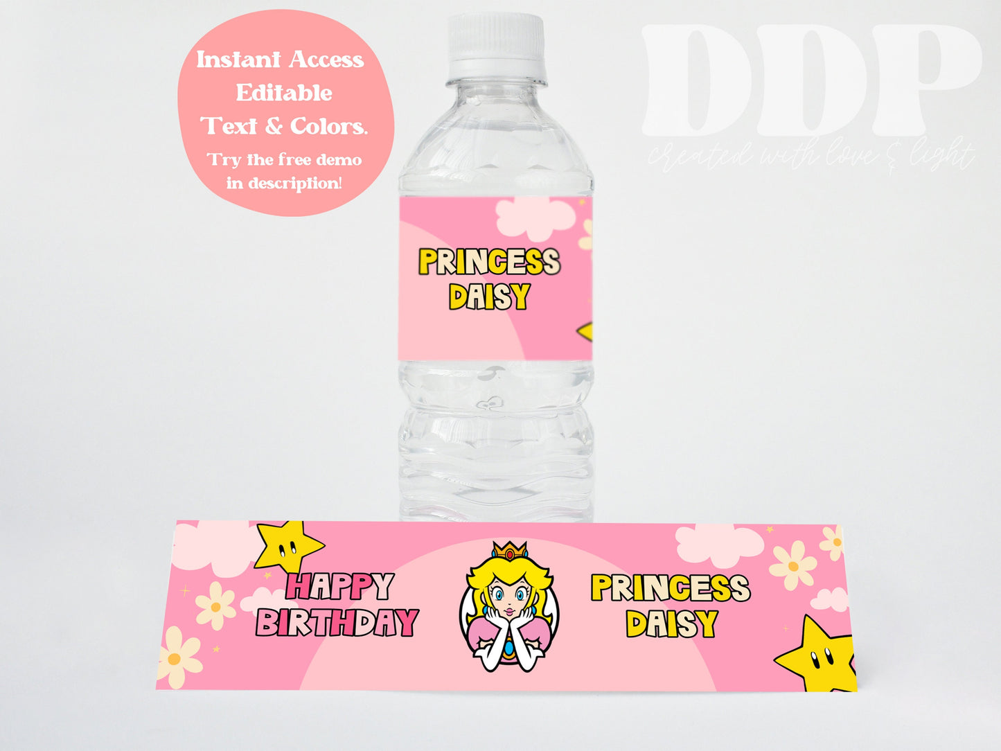 Princess Peach Water Bottle Label | Princess Peach Birthday Bottle Label | Princess Peach Party Decor | A08