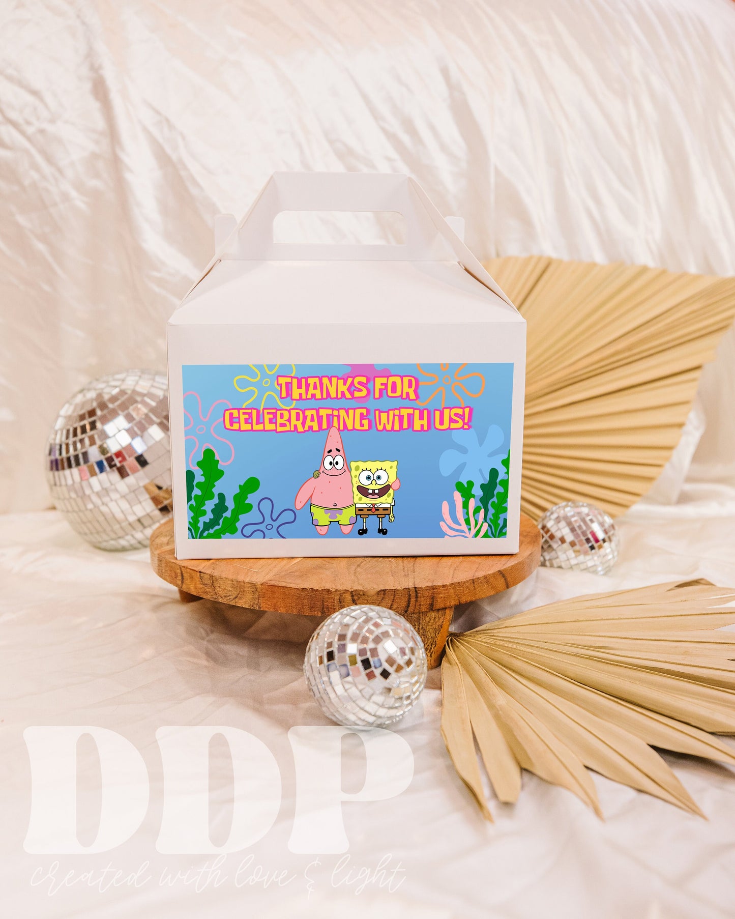 Spongebob Gable Box Label | Spongebob Birthday Supplies | Spongebob Party Decor | A07