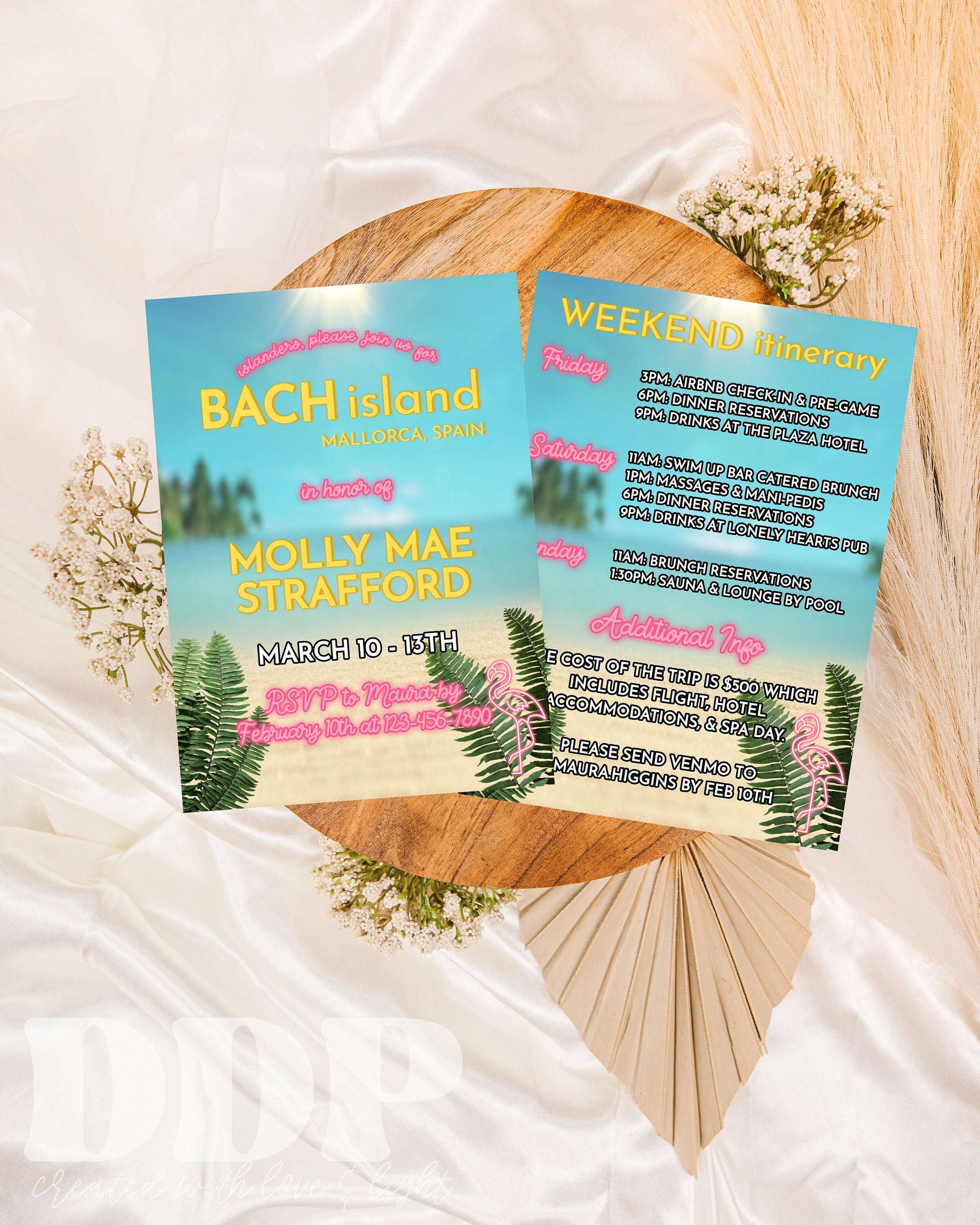 BACH ISLAND Bachelorette Weekend Invitation Template | Love Island Bachelorette Party Invite | Bachelorette Girls Trip Printable Itinerary