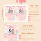 ANY AGE Blue Heeler Invitation | Dog Inspired Birthday Invite | Blue Theme Girls Birthday | Dog Party Pink Daisy Invite | A01