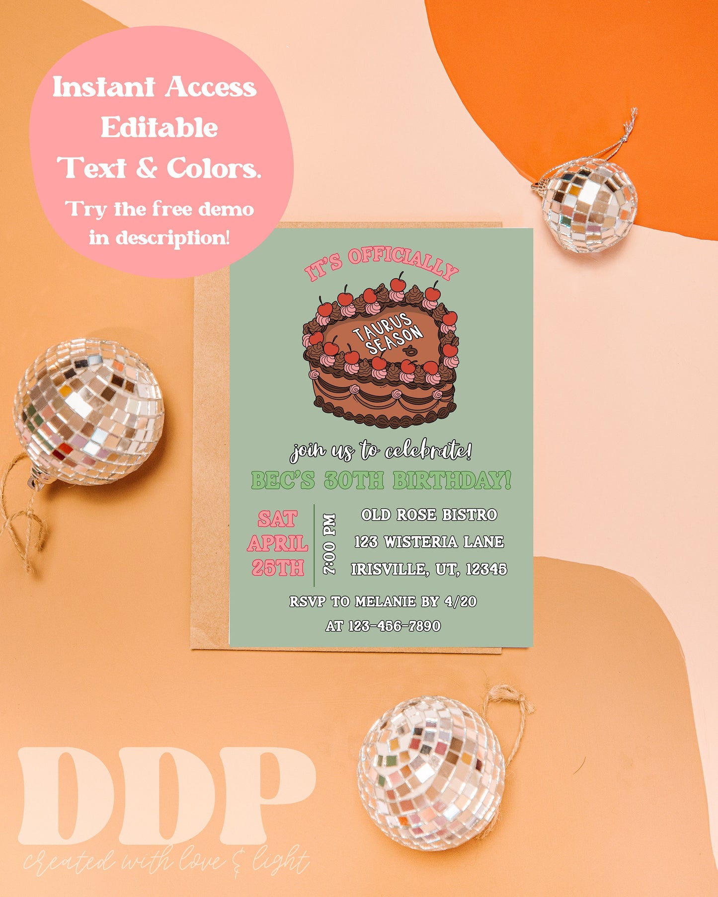 ANY AGE Taurus Season Birthday Invite | Adult Birthday Zodiac Invite | Astrology Birthday | Editable Taurus Birthday Invite Template