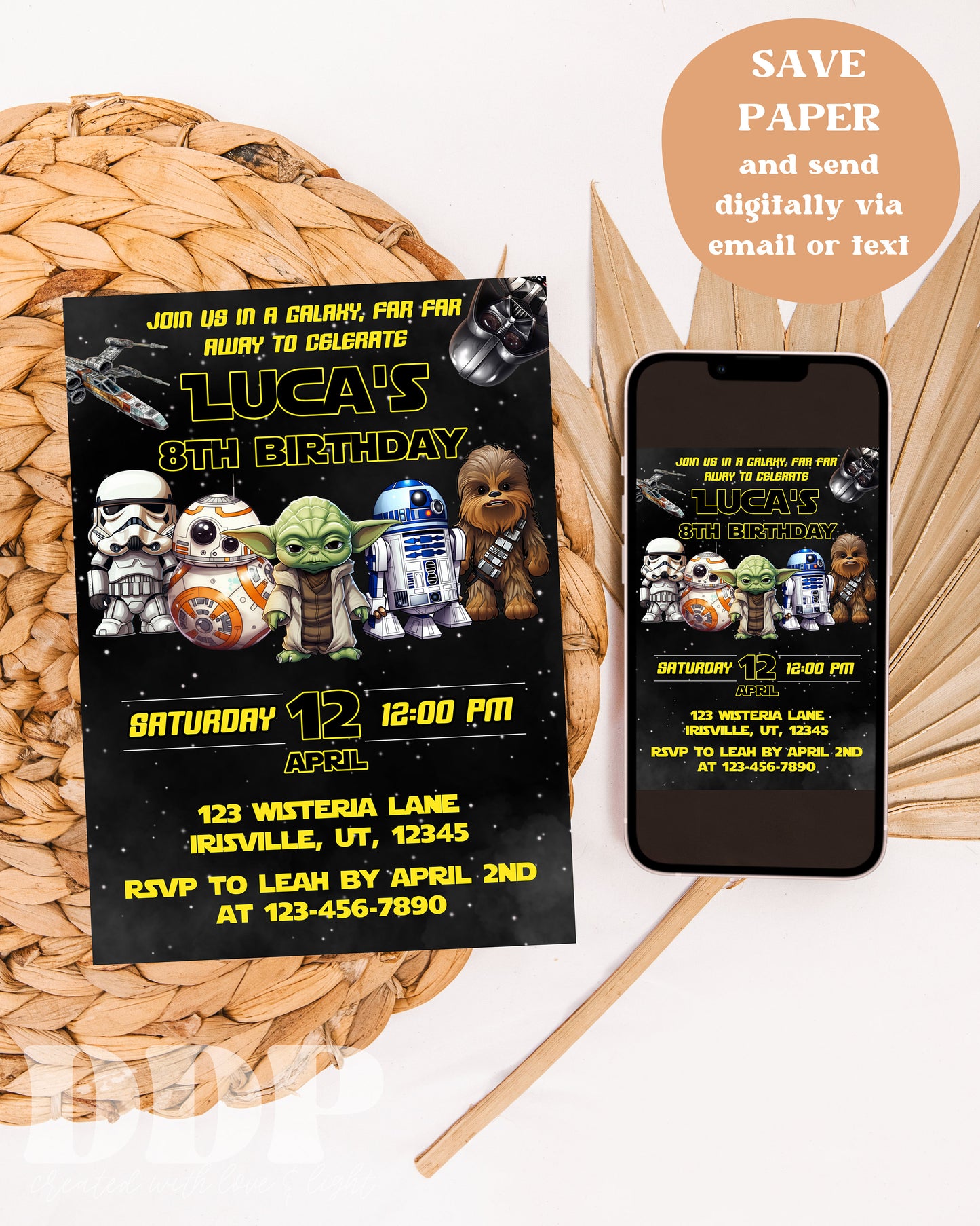 ANY AGE Star Wars Birthday Invitation | Starwars Boy Birthday Invite | Editable Jedi Storm Trooper Birthday Party Invitation