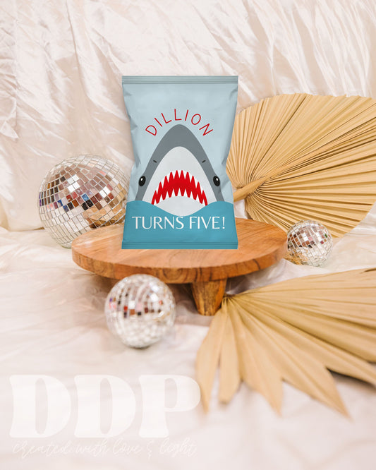 Jawsome Chips Bag Label | Shark Jawsome Birthday Party Decor | Shark-Themed Party Treats | A06