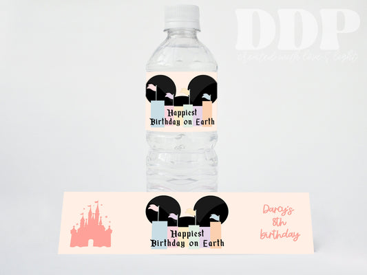 Disneyland Water Bottle Label | Vintage Disney Park Birthday Bottle Label | Disney Birthday Party Decor | A04