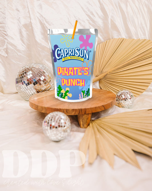 Spongebob Juice Pouch Label | Printable Colorful Spongebob Party Decor | Editable Under the Sea Label | Capri Sun Koolaid Jammers Label A07