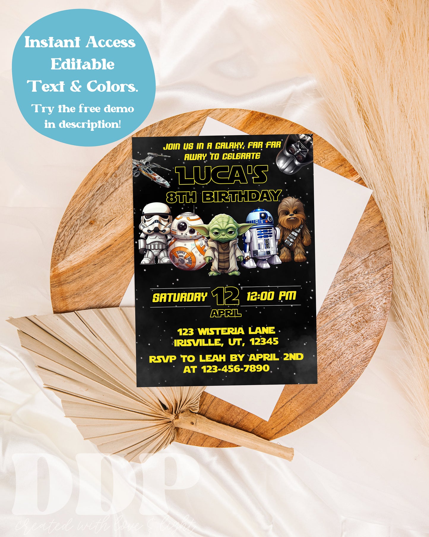 ANY AGE Star Wars Birthday Invitation | Starwars Boy Birthday Invite | Editable Jedi Storm Trooper Birthday Party Invitation