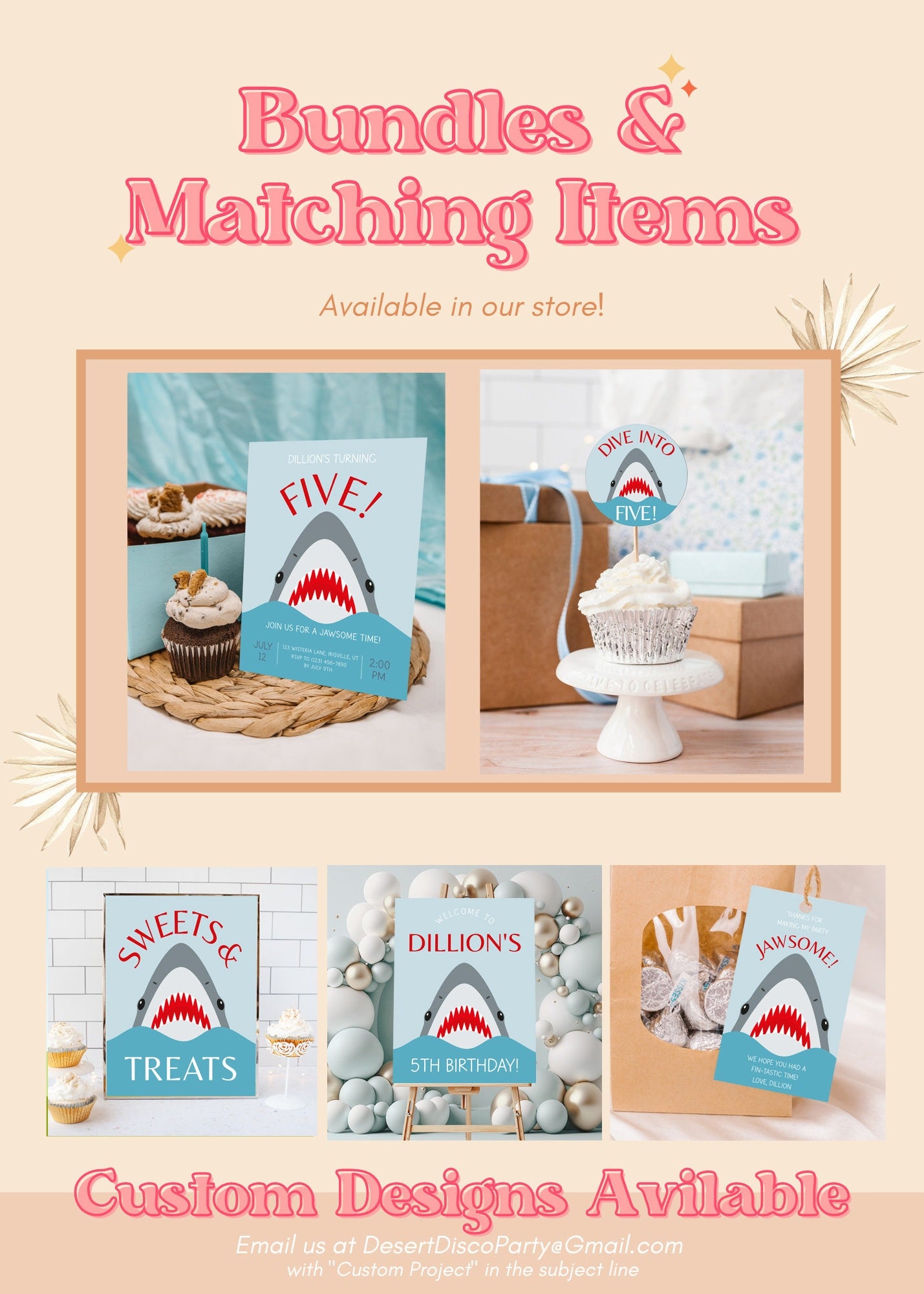 Jawsome Gable Box Label | Shark Birthday Party Decor | Jawsome Birthday Party Favor Box Label | A06