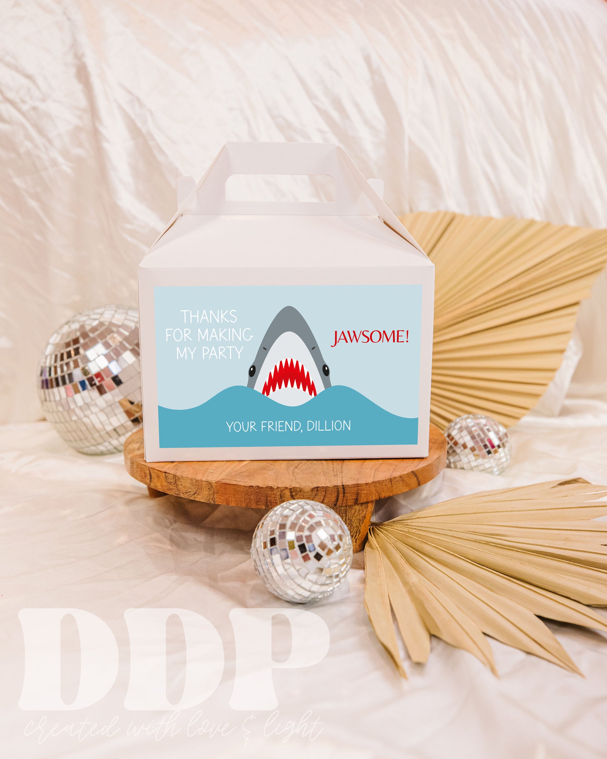 Jawsome Gable Box Label | Shark Birthday Party Decor | Jawsome Birthday Party Favor Box Label | A06