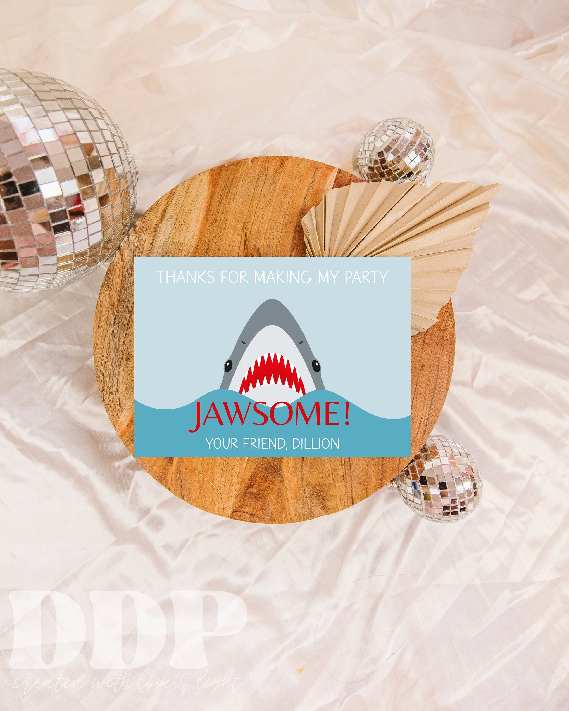 Jawsome Birthday Thank You Card | Shark Party Decor | Shark Birthday Party Supplies | A06