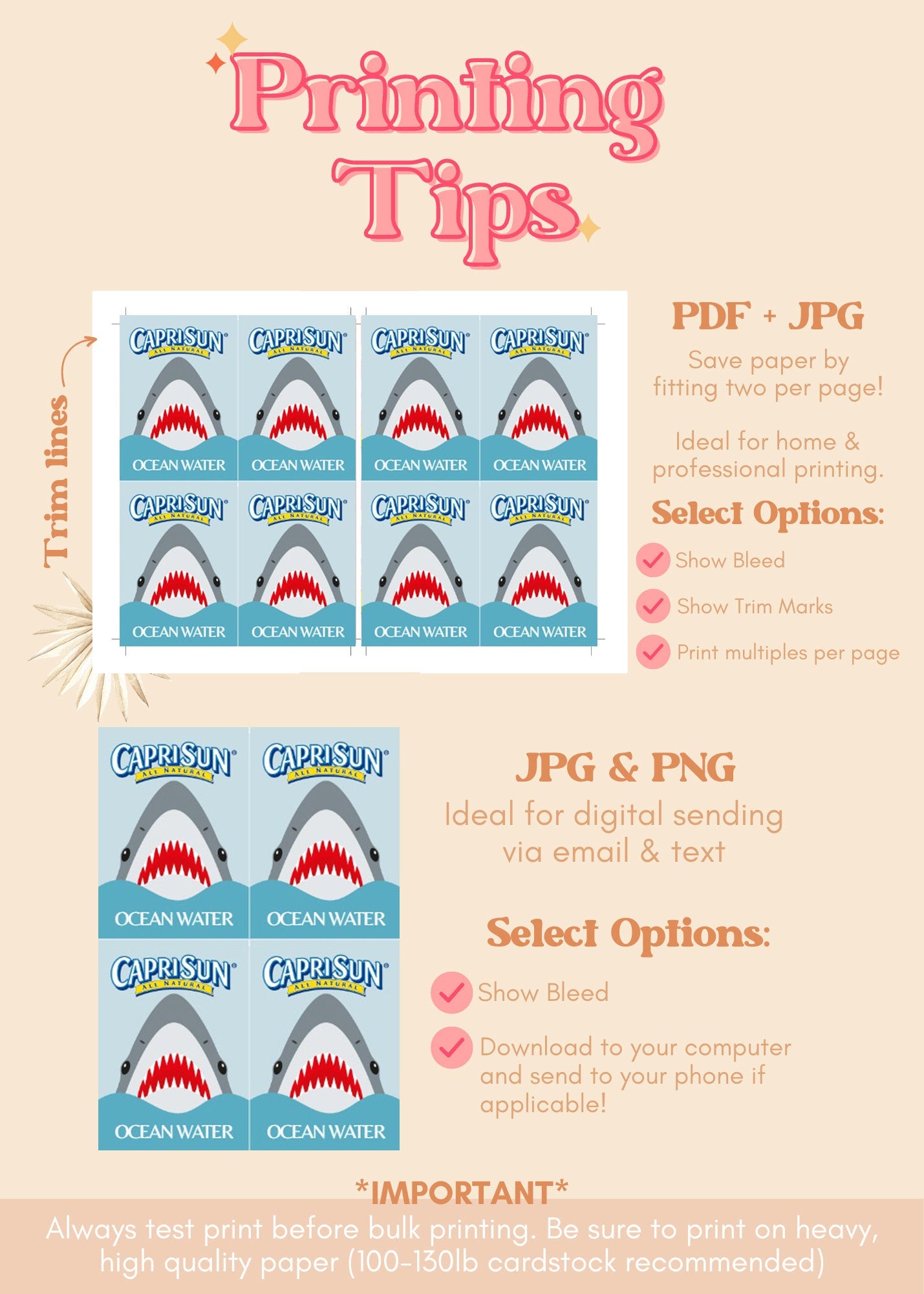 Jawsome Juice Pouch Label | Printable Shark Party Decor | Editable Under the Sea Label | Capri Sun Koolaid Jammers Label | A06