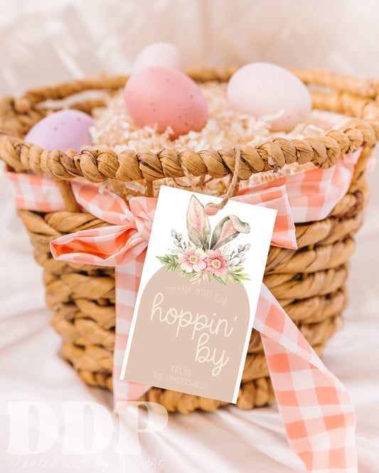 Editable Happy Easter Gift Tag Template | Boho Easter Favor Tag | Easter Basket Favor Tag | Minimalist Easter Bunny Bait Gift Tag