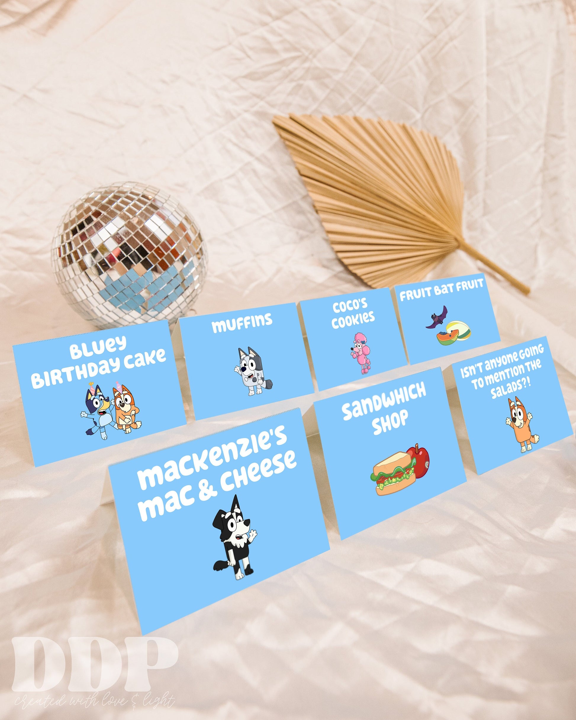 tent label Bluey Food Tent Label | Blue Heeler Theme Editable Birthday Decor Template