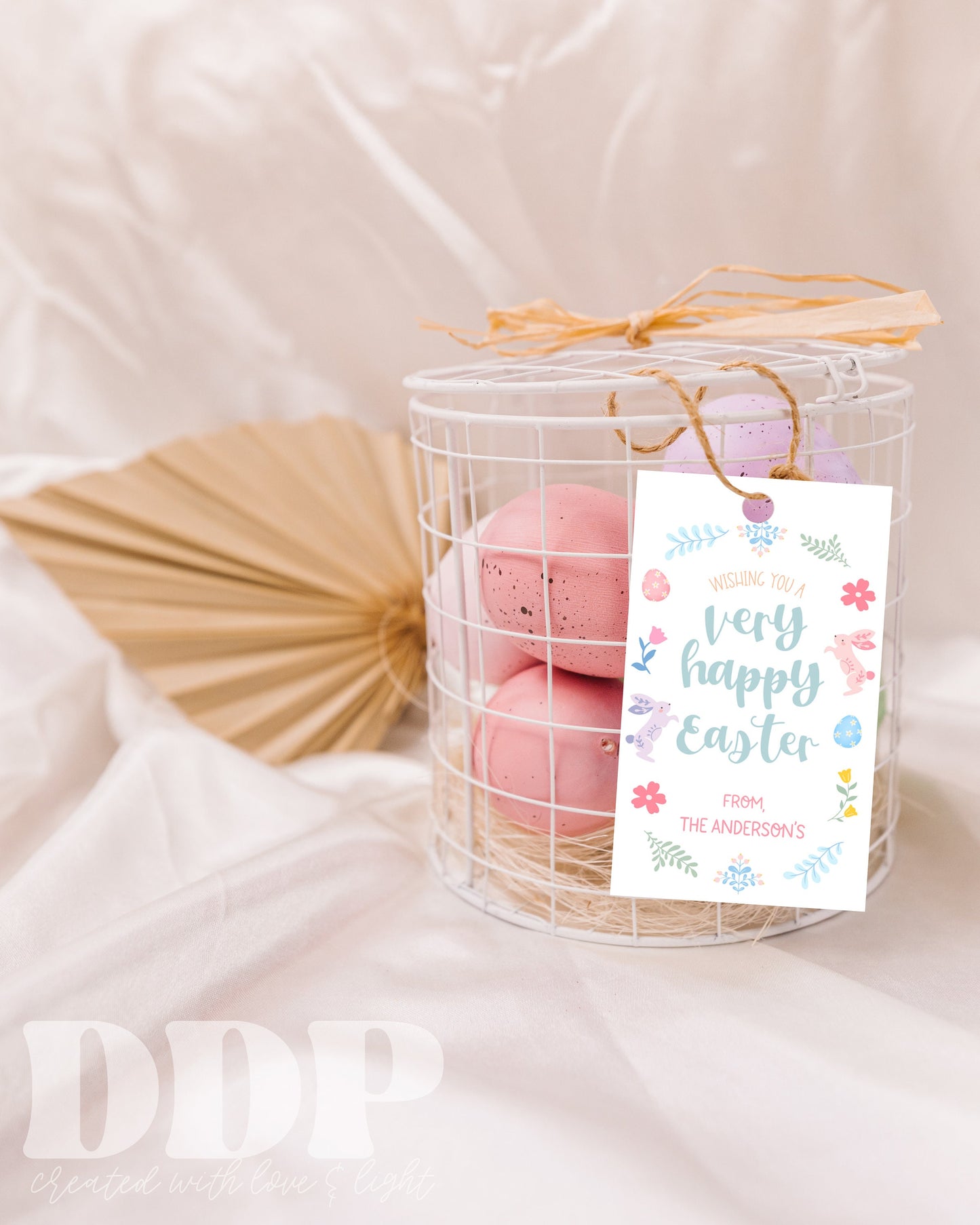 Editable Whimsical Easter Gift Tag Template | Boho Easter Favor Tag | Easter Basket Favor Tag | Minimalist Bunny Bait Gift Tag